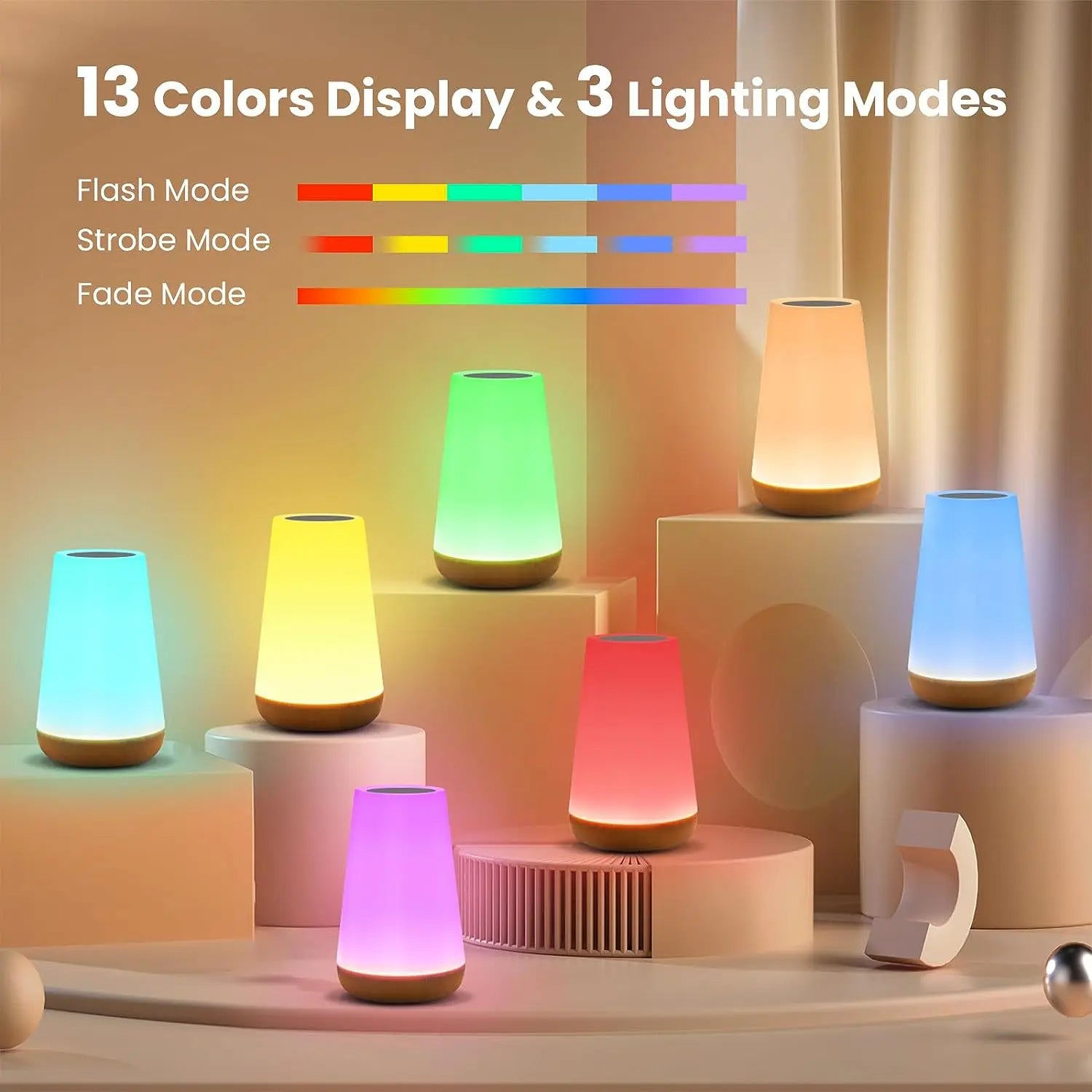 GlowTouch — 13-Color Dimmable Bedside Lamp with Remote