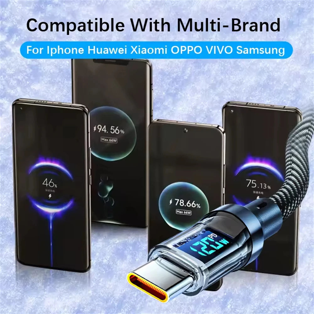 120W Fast Cable with Built-In LED Power Meter