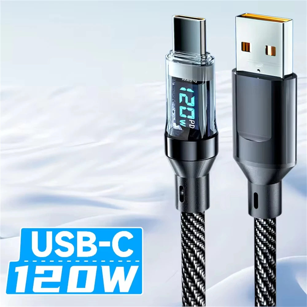120W Fast Cable with Built-In LED Power Meter
