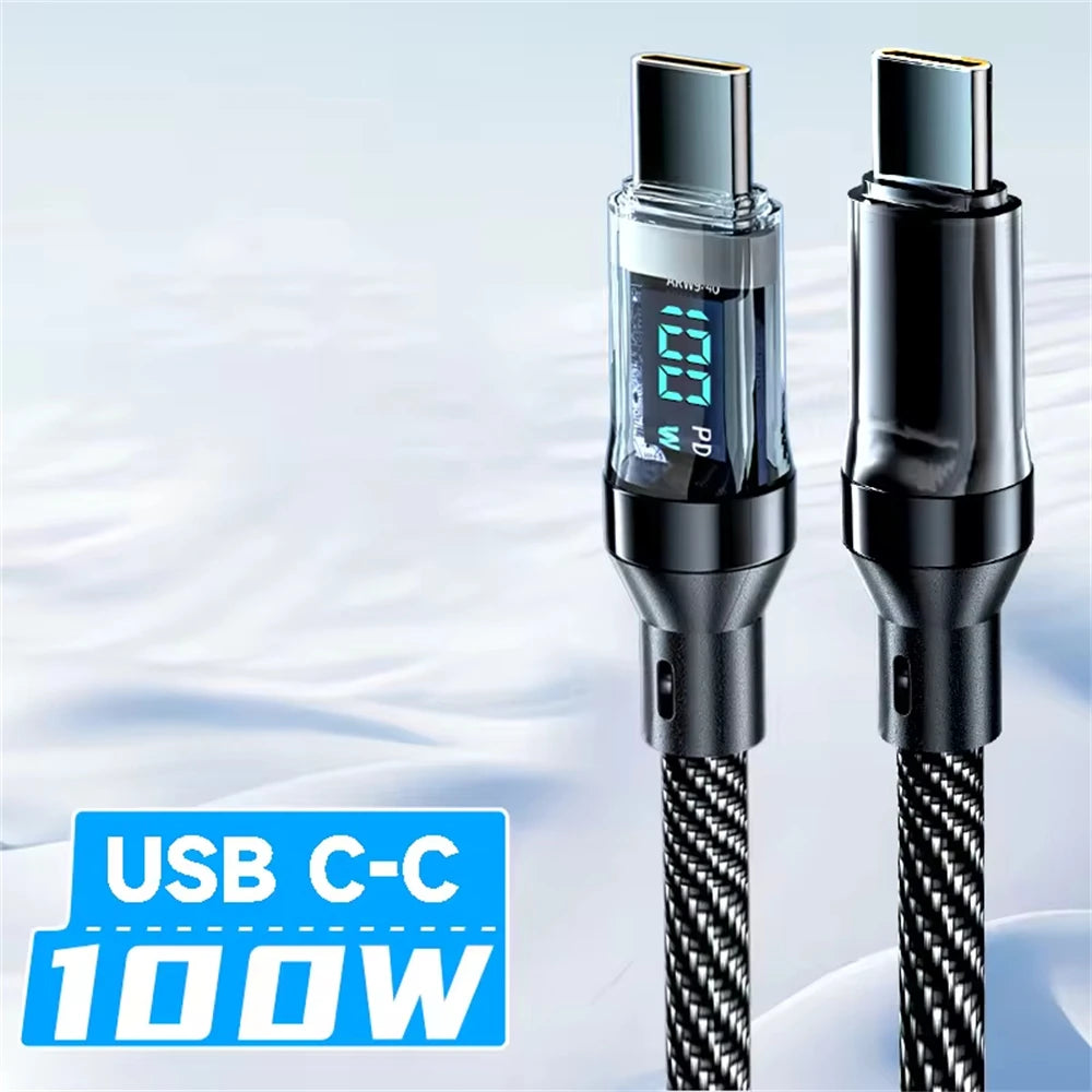 120W Fast Cable with Built-In LED Power Meter
