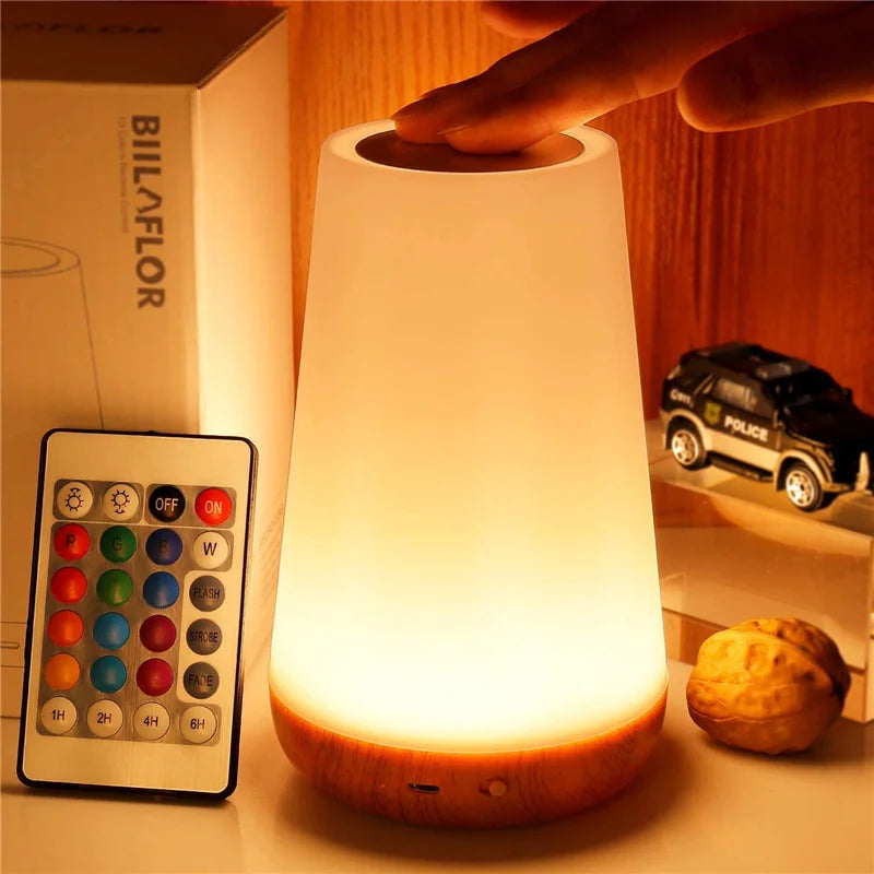 GlowTouch — 13-Color Dimmable Bedside Lamp with Remote
