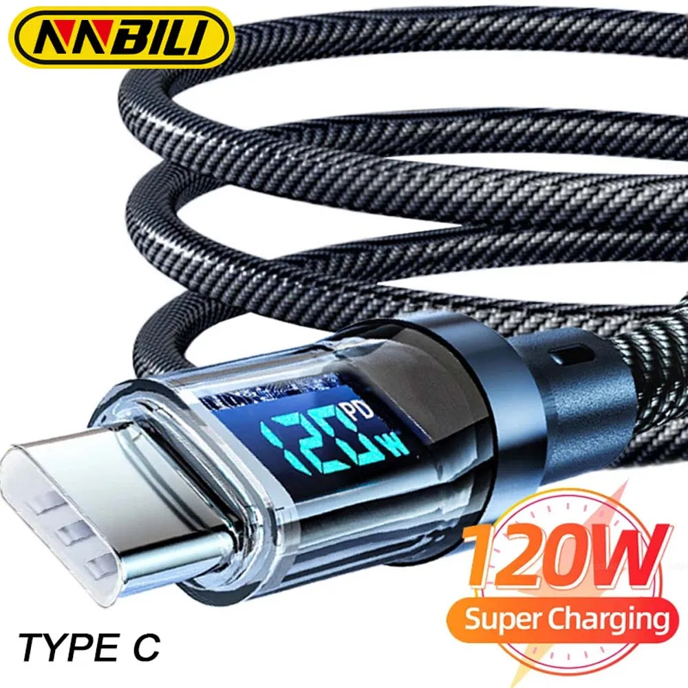 120W Fast Cable with Built-In LED Power Meter